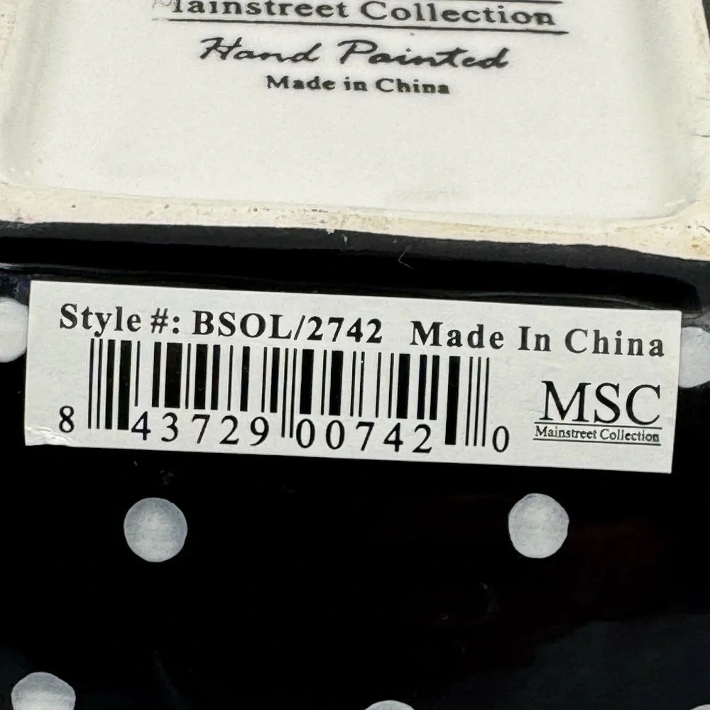 MSC Mainstreet Collection “Olive” Square Bowl  with Polka Dots